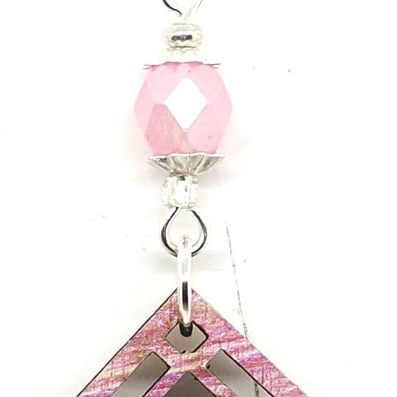 Pink Fire Square Earrings - Picture 3 of 5